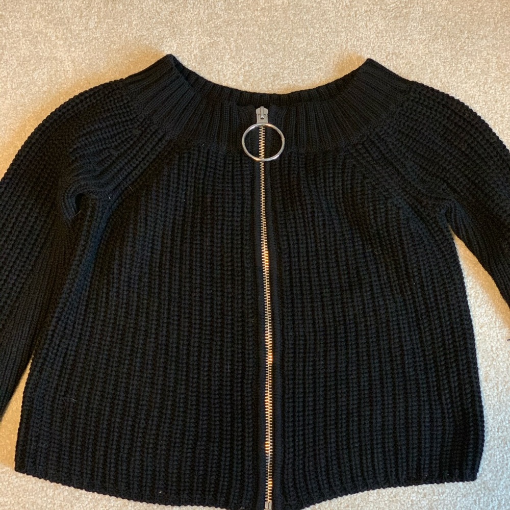 525 America black knit zip up sweater Sz S